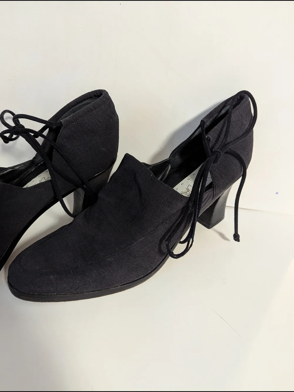 Joan & David Black Lace-Up Block Heel Pumps